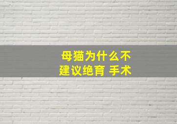 母猫为什么不建议绝育 手术